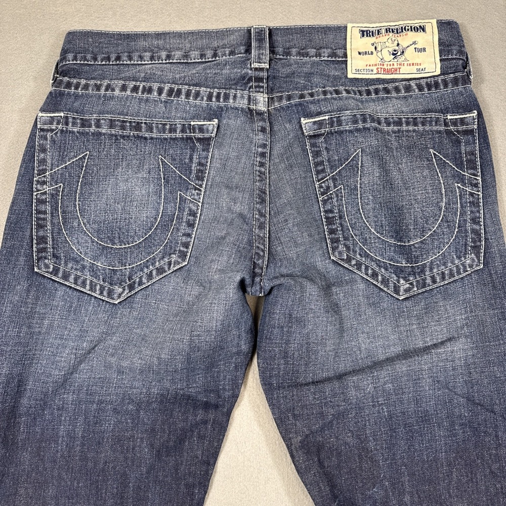 True Religion Super QT Straight NAT SN Jeans Pockets Heavy Stitch WHISKERING